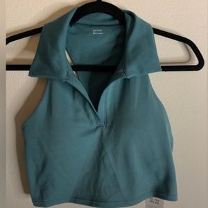 Gully hicks collared sports bra blue